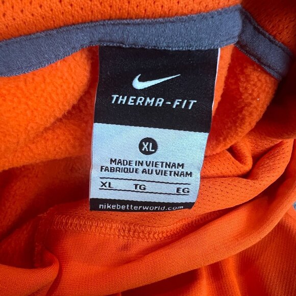 Nike Mens XL Therma-Fit Orange Pullover Hoodie Pockets Draw String Fleece Lined - Picture 4 of 11